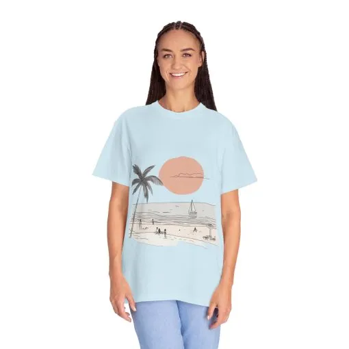 Sunset Beach Vibe Unisex Garment-Dyed T-Shirt - Image 19