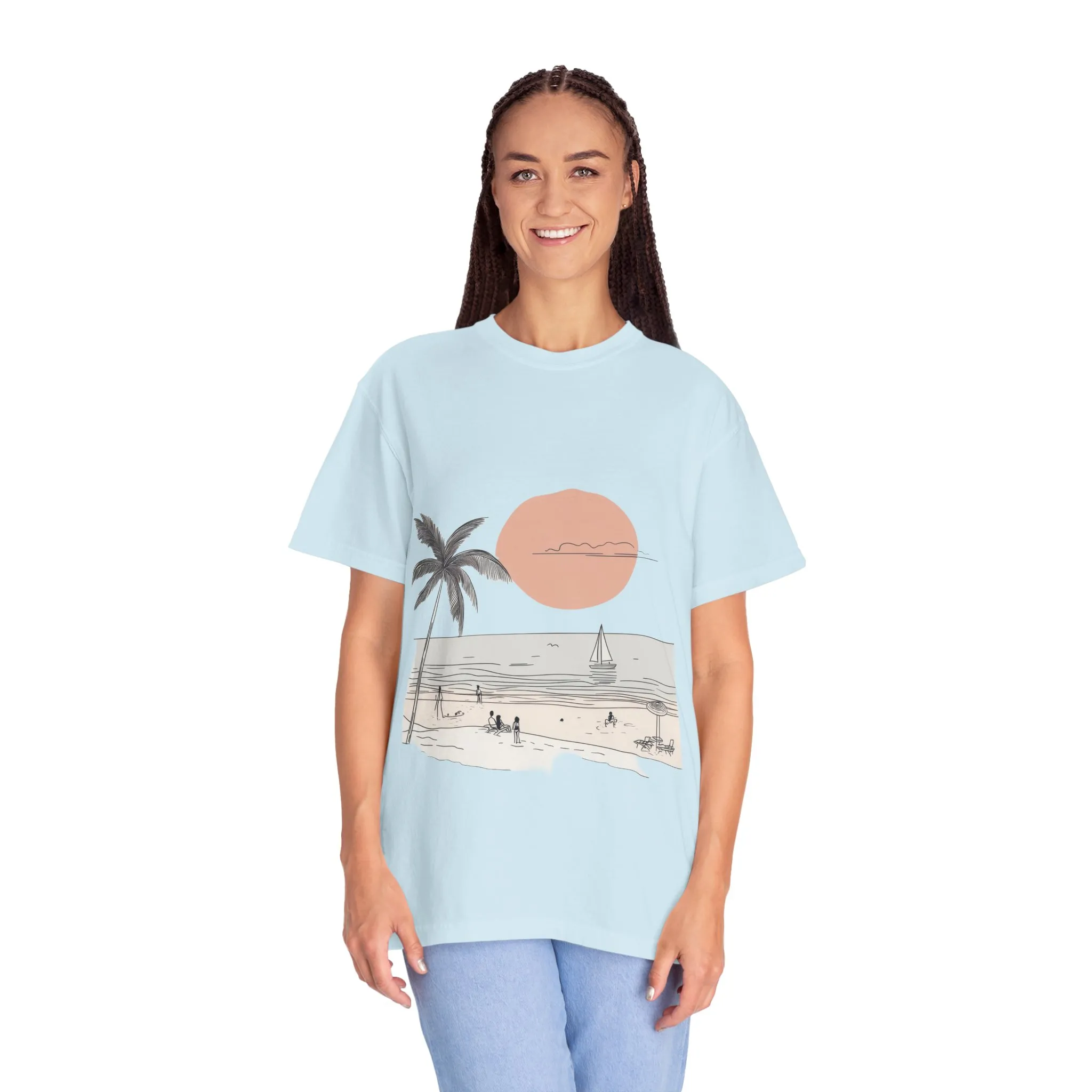 Sunset Beach Vibe Unisex Garment-Dyed T-Shirt - Image 19