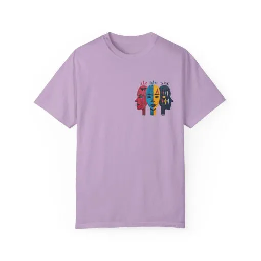 Vibrant Unisex Garment-Dyed T-Shirt with African Masks Design - Image 33