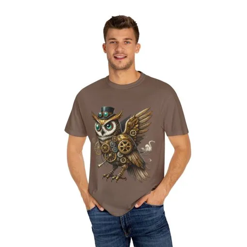 Steampunk Owl Unisex Garment-Dyed T-Shirt - Image 15