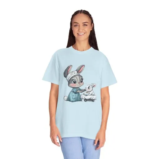 Cute Nurse Bunny Unisex Garment-Dyed T-Shirt - Image 33