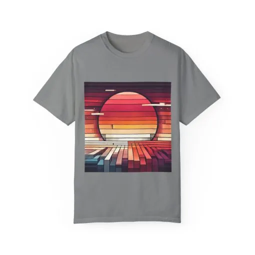 Retro Sunset Piano Unisex Garment-Dyed T-Shirt - Image 21