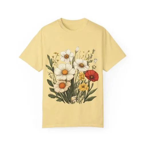 Floral Garden Unisex T-Shirt - Vintage Style Flower Design - Image 13