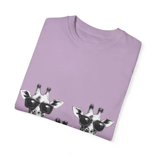 Cool Giraffe Sunglasses Unisex Garment-Dyed T-shirt - Image 34