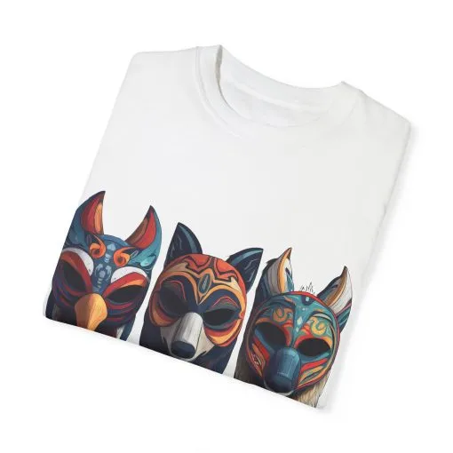 Tribal Mask Unisex Garment-Dyed T-Shirt | Artistic & Colorful Graphic Tee - Image 6