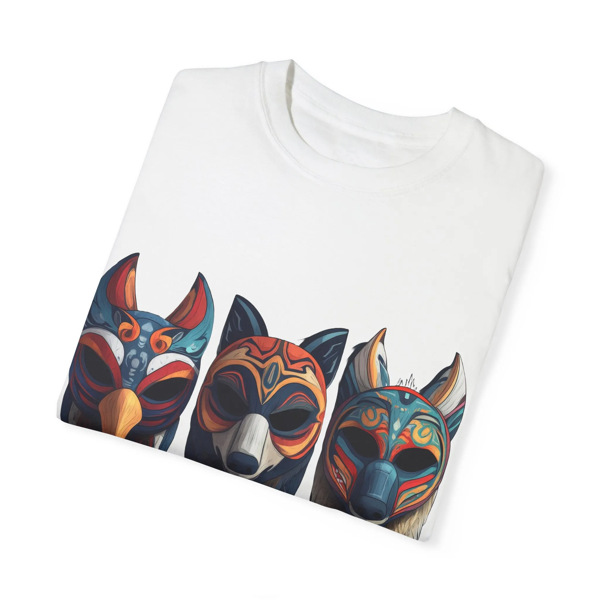 Tribal Mask Unisex Garment-Dyed T-Shirt | Artistic & Colorful Graphic Tee - Image 6