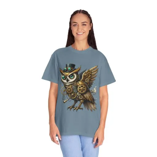 Steampunk Owl Unisex Garment-Dyed T-Shirt - Image 28