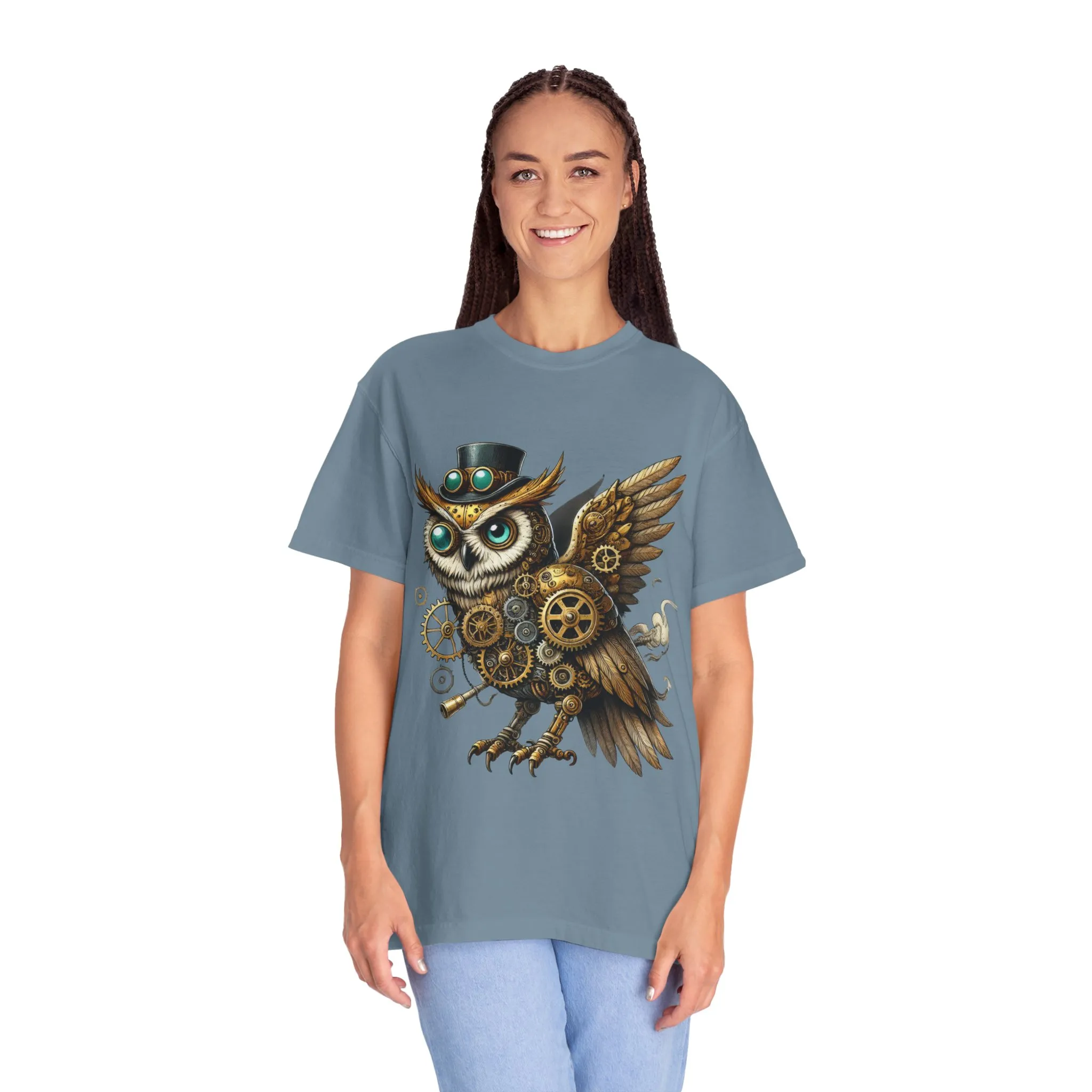 Steampunk Owl Unisex Garment-Dyed T-Shirt - Image 28