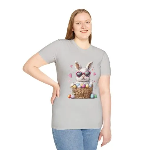 Cute Bunny Easter T-Shirt - Unisex Softstyle Tee with Colorful Egg Design - Image 14
