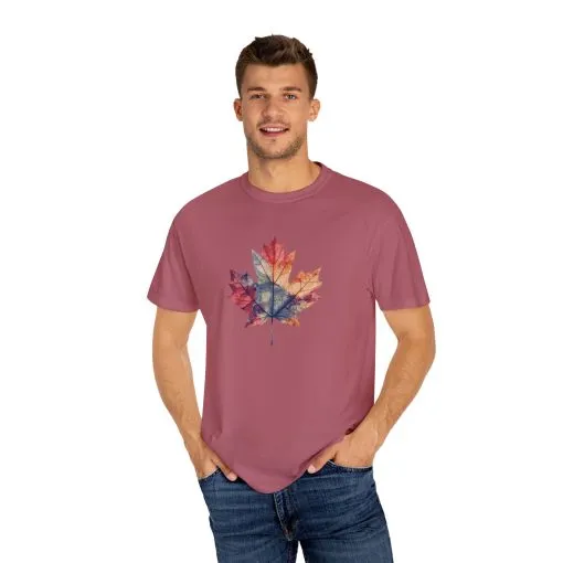 Autumn Maple Leaf Unisex Garment-Dyed T-Shirt - Image 35