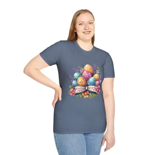 Easter Floral Eggs Unisex Softstyle T-Shirt - Image 39