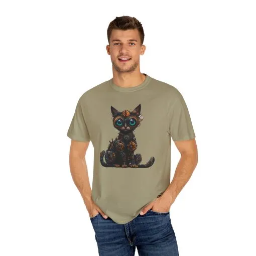 Steampunk Cat Unisex Garment-Dyed T-Shirt - Image 15