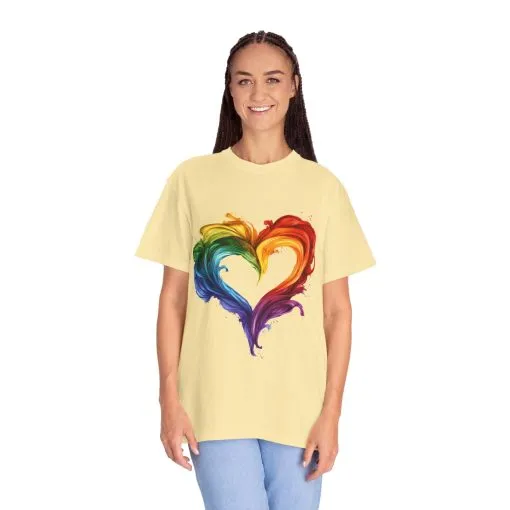 Pride Heart Unisex Garment-Dyed T-shirt - Colorful Rainbow Design for LGBTQ+ Celebration - Image 15