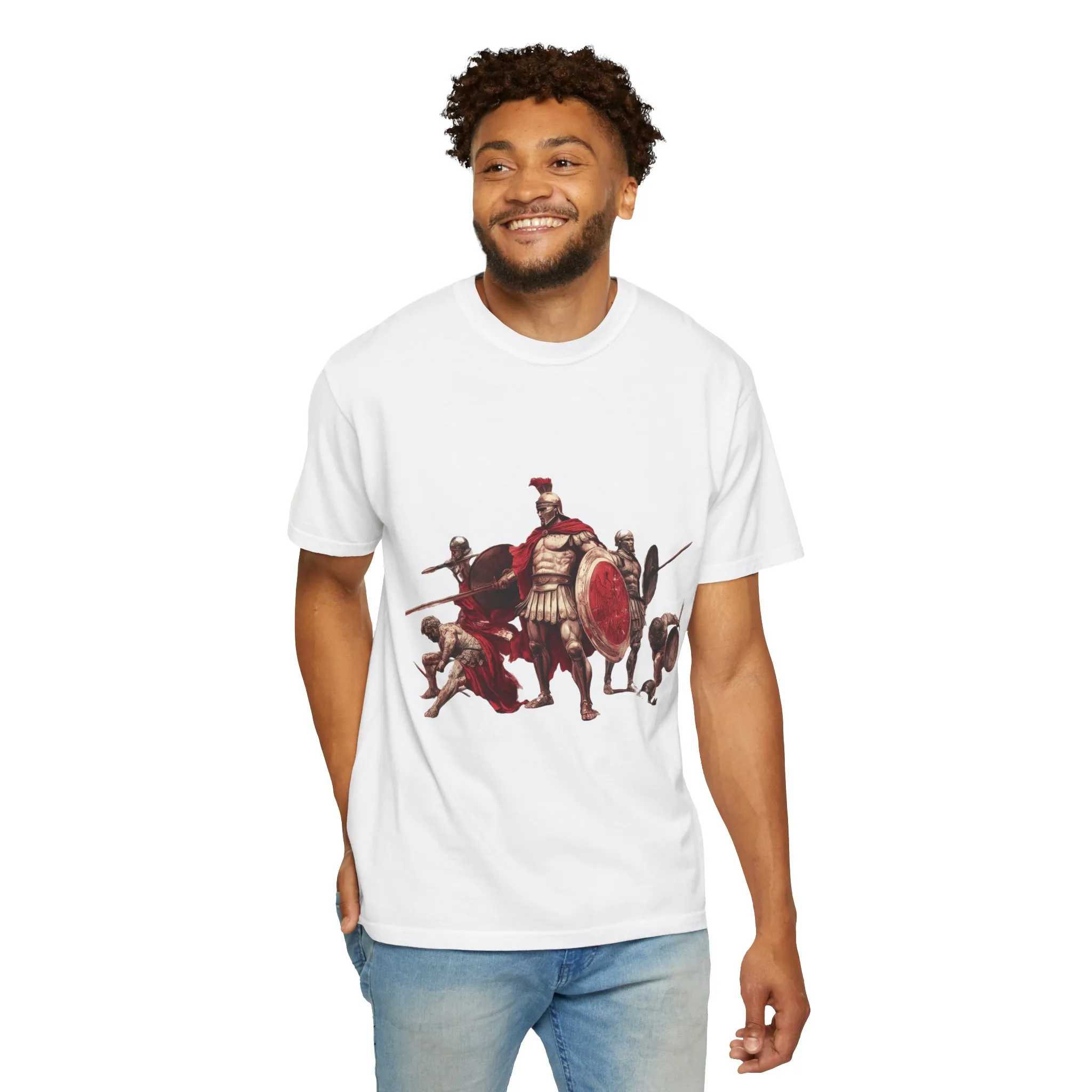 Warrior Spirit Unisex Garment-Dyed T-Shirt - Bold Roman Gladiator Design - Image 4