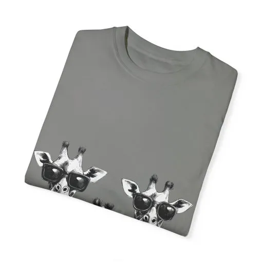Cool Giraffe Sunglasses Unisex Garment-Dyed T-shirt - Image 26