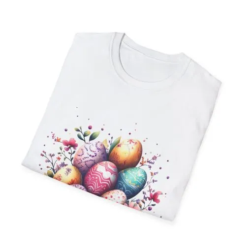 Easter Egg Floral Unisex Softstyle T-Shirt - Vibrant Spring Design - Image 8
