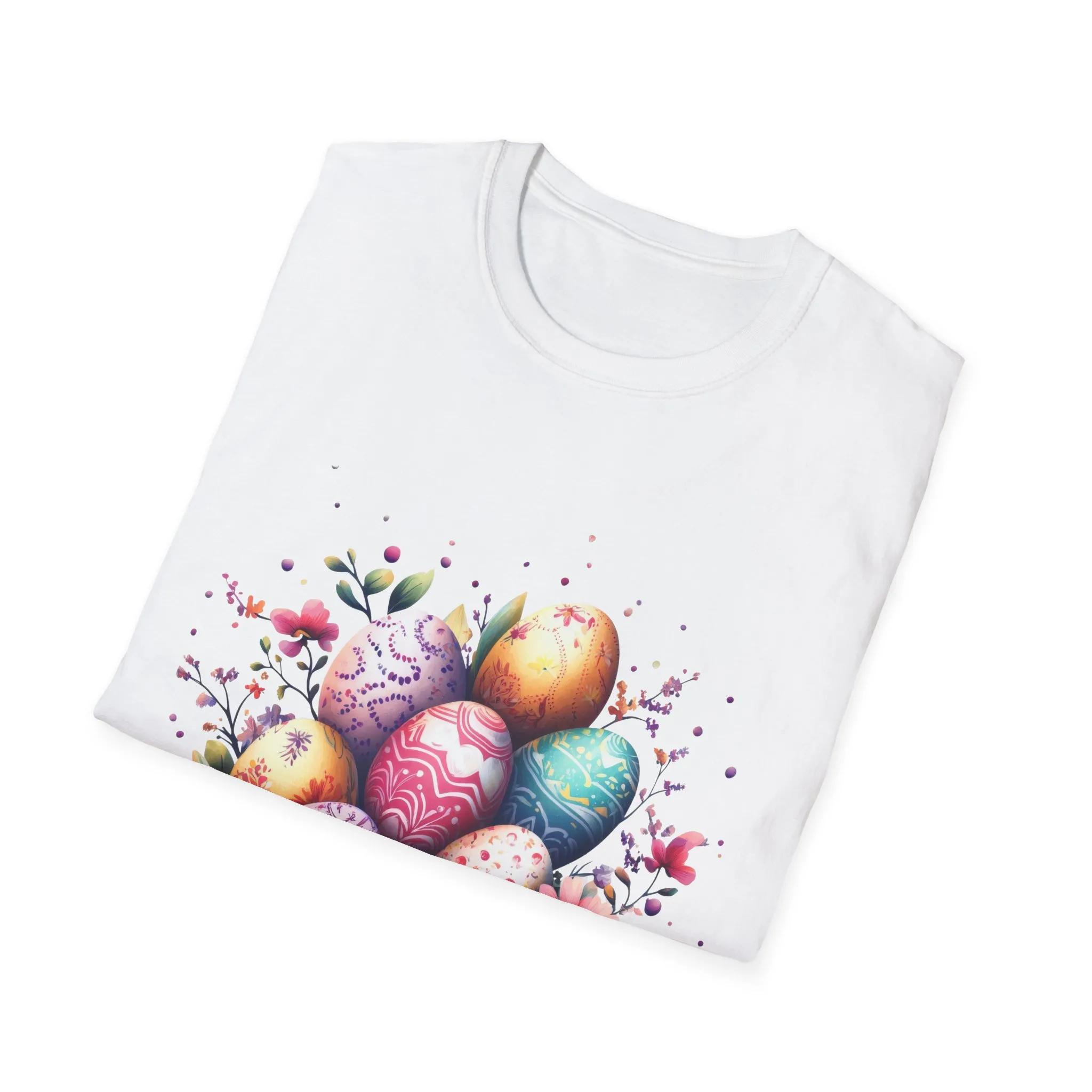 Easter Egg Floral Unisex Softstyle T-Shirt - Vibrant Spring Design - Image 8