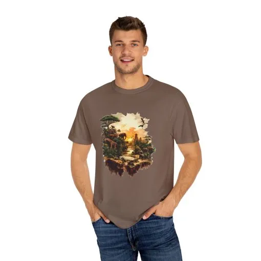 Adventure-Inspired Unisex Garment-Dyed T-Shirt with Nature Scene - Image 11