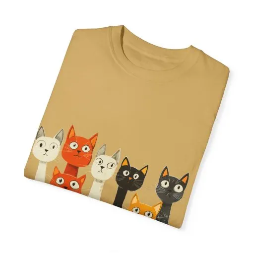 Vintage Cat Illustration Unisex Garment-Dyed T-Shirt - Perfect for Cat Lovers - Image 18