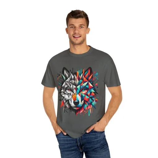 Vibrant Wolf Design Unisex Garment-Dyed T-Shirt - Colorful Art Tee - Image 14
