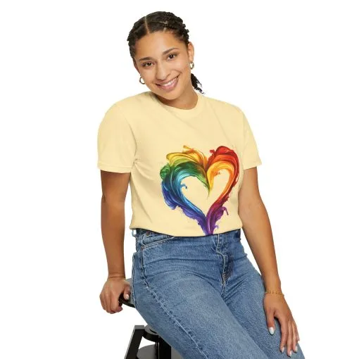 Pride Heart Unisex Garment-Dyed T-shirt - Colorful Rainbow Design for LGBTQ+ Celebration - Image 16