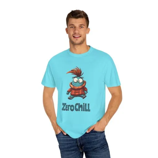Unisex Garment-Dyed T-Shirt - 'Zero Chill' Fun Character Design - Image 15
