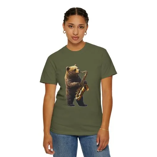 Jazz Bear Unisex Garment-Dyed T-Shirt - Image 20