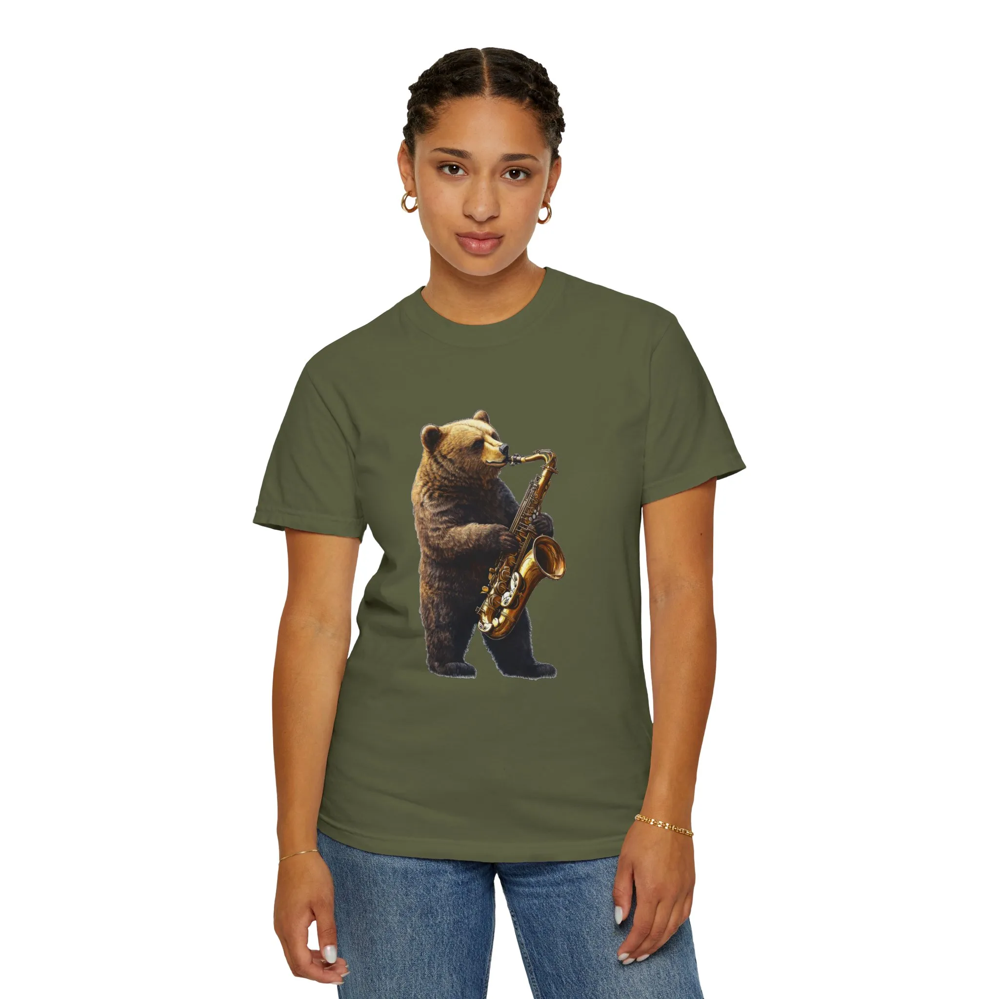 Jazz Bear Unisex Garment-Dyed T-Shirt - Image 20