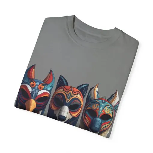 Tribal Mask Unisex Garment-Dyed T-Shirt | Artistic & Colorful Graphic Tee - Image 10