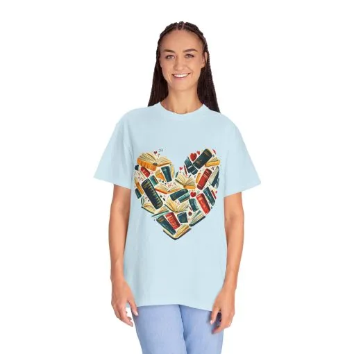 Book Lover's Heart Unisex Garment-Dyed T-Shirt - Image 23