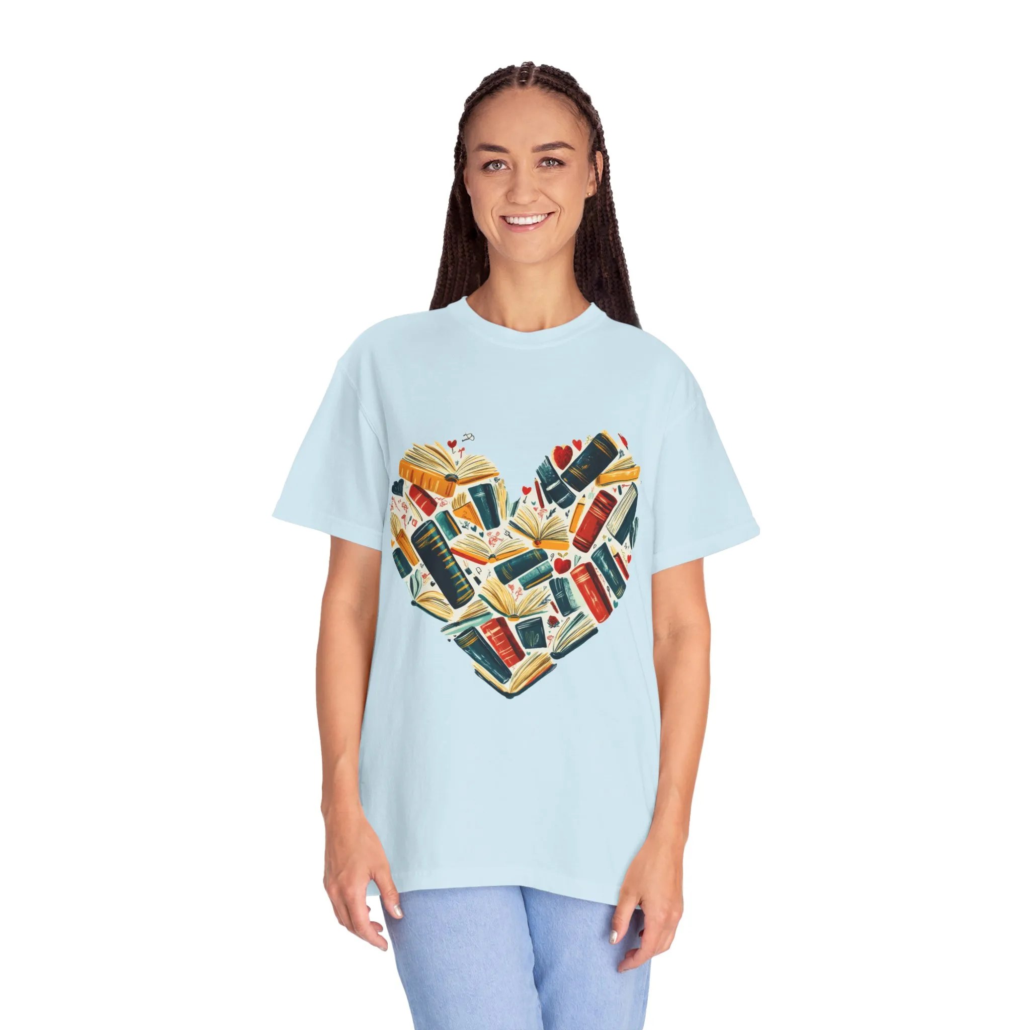Book Lover's Heart Unisex Garment-Dyed T-Shirt - Image 23