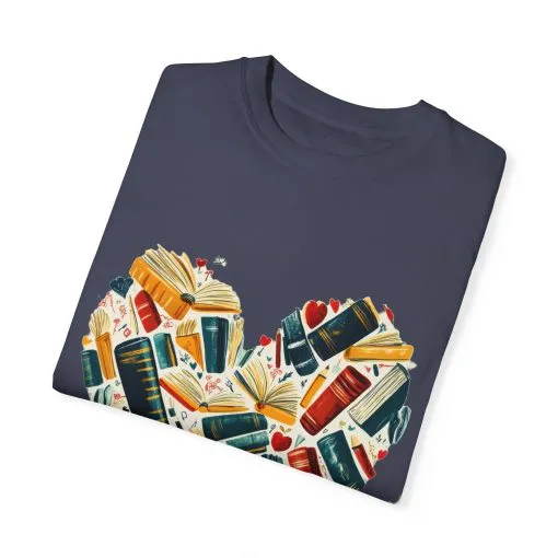 Book Lover's Heart Unisex Garment-Dyed T-Shirt - Image 26