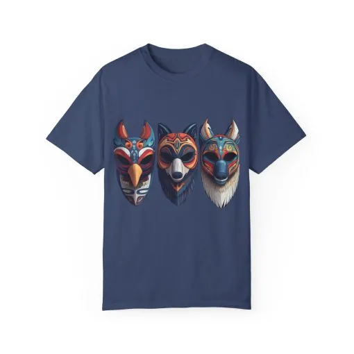 Tribal Mask Unisex Garment-Dyed T-Shirt | Artistic & Colorful Graphic Tee - Image 37