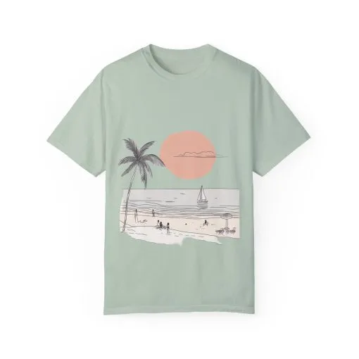 Sunset Beach Vibe Unisex Garment-Dyed T-Shirt - Image 2