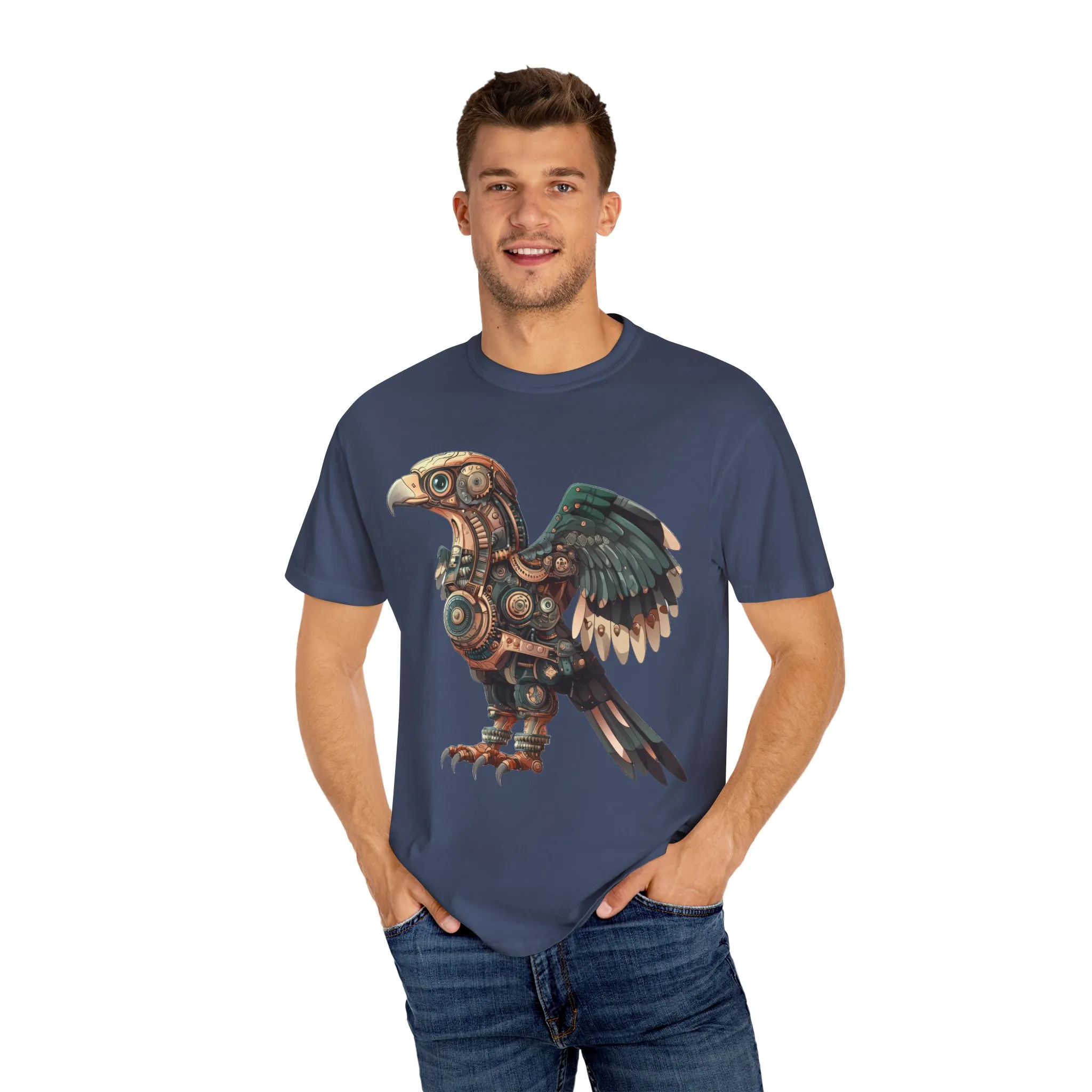 Steampunk Mechanical Bird Unisex Garment-Dyed T-Shirt - Image 43