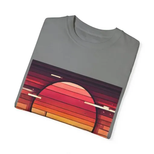 Retro Sunset Piano Unisex Garment-Dyed T-Shirt - Image 18
