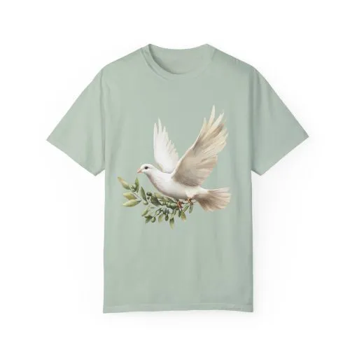 Serene Dove Unisex Garment-Dyed T-Shirt - Peaceful Nature Design - Image 20