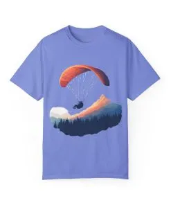 Adventure Awaits Unisex Garment-Dyed T-shirt - Paragliding and Mountain Design