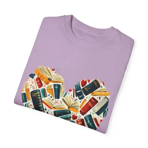 Book Lover's Heart Unisex Garment-Dyed T-Shirt - Image 34