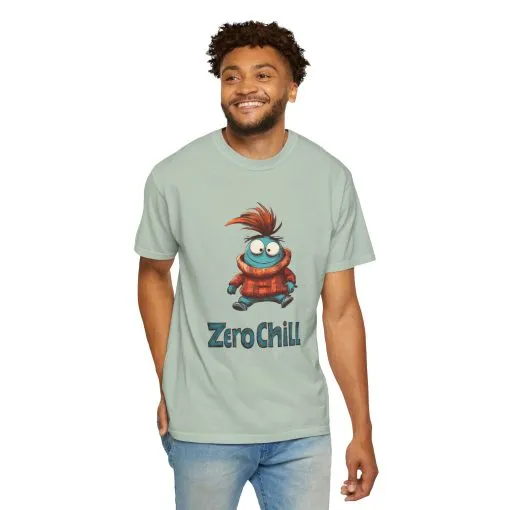 Unisex Garment-Dyed T-Shirt - 'Zero Chill' Fun Character Design - Image 8