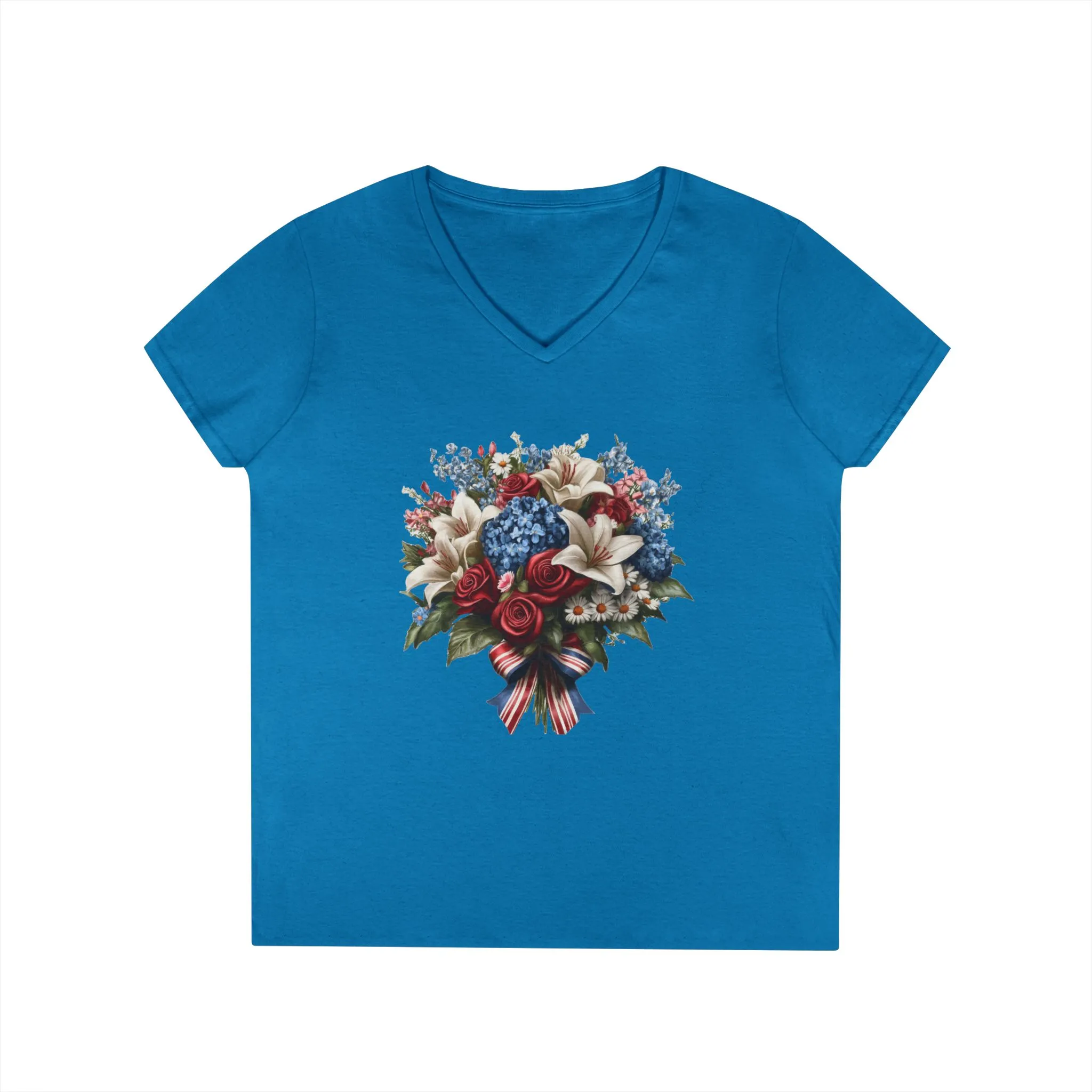 Floral Bouquet Ladies' V-Neck T-Shirt - Perfect for Spring Celebrations - Image 7
