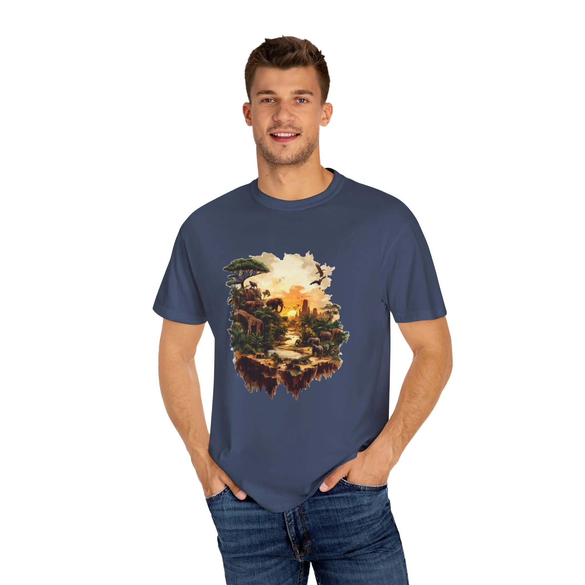 Adventure-Inspired Unisex Garment-Dyed T-Shirt with Nature Scene - Image 23