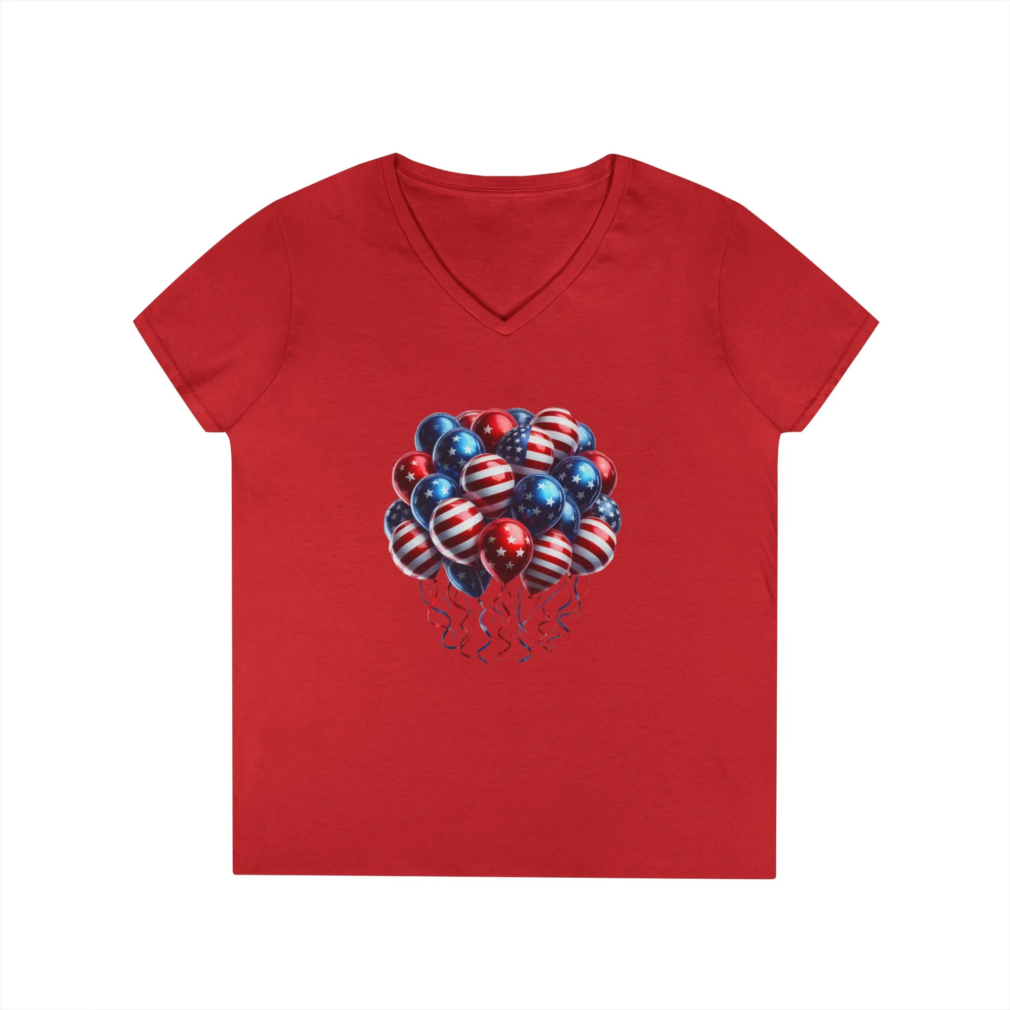 Patriotic Balloon V-Neck T-Shirt for Independence Day - Image 17