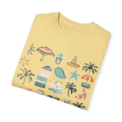 Beach Vibes Unisex Garment-Dyed T-Shirt | Summer Fun Graphic Tee - Image 14