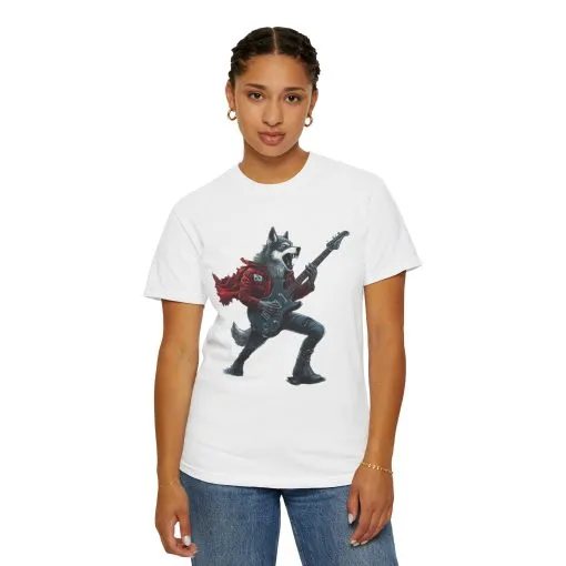 Rockin' Wolf Unisex Garment-Dyed T-Shirt - Perfect for Music Lovers - Image 4