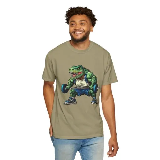 Gym Dinosaur Unisex Garment-Dyed T-Shirt - Fitness Tee for Workout Enthusiasts - Image 9