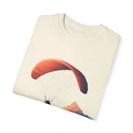 Adventure Awaits Unisex Garment-Dyed T-shirt - Paragliding and Mountain Design - Image 14