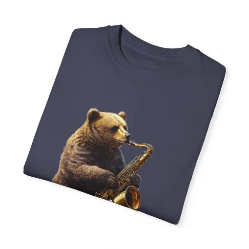 Jazz Bear Unisex Garment-Dyed T-Shirt - Image 30