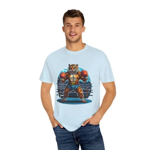 Boxing Tiger Unisex Garment-Dyed T-shirt | Sporty, Bold Graphic Tee for Animal Lovers - Image 3