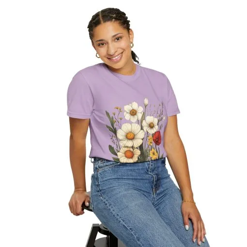 Floral Garden Unisex T-Shirt - Vintage Style Flower Design - Image 40